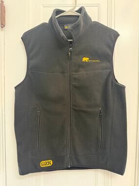 Fayettechill Men’s Small Black Fleece Vest Full Zip Yellow Logo Outdoor Hiking